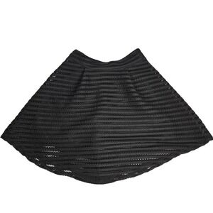 Guess Black Crochet Mini Skirt Lined Gold Zipper Flared Party Sz S Dark Academia